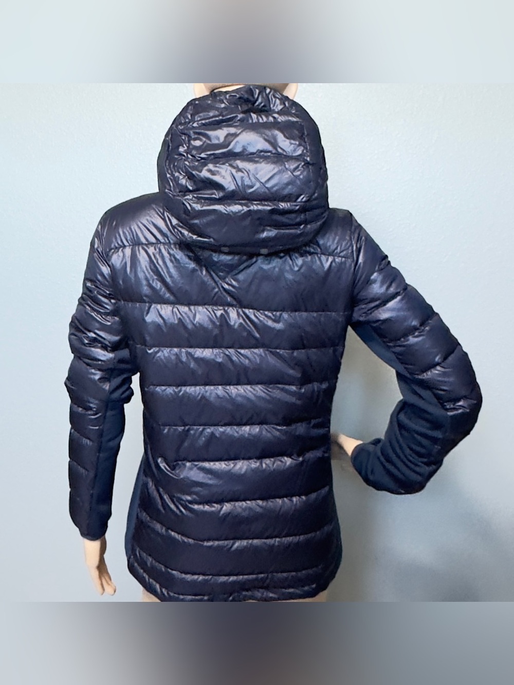 Canada Goose Women's Shiny Navy Blue Hooded Puffer Jacket - Picture 7 of 14